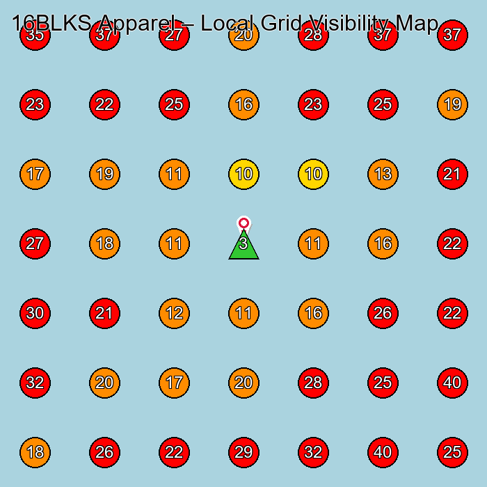 16BLKS Apparel GeoGrid visibility map for Optical Products Manufacturer in None