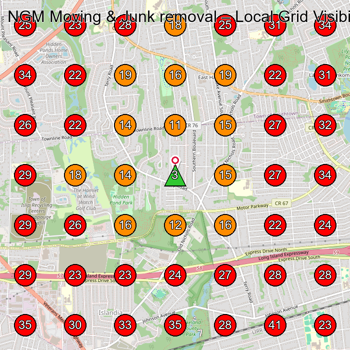 NGM Moving & Junk removal GeoGrid visibility map for Moving And Storage Service in Hauppauge