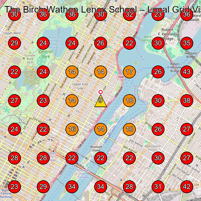 The Birch Wathen Lenox School GeoGrid visibility map for School in New York