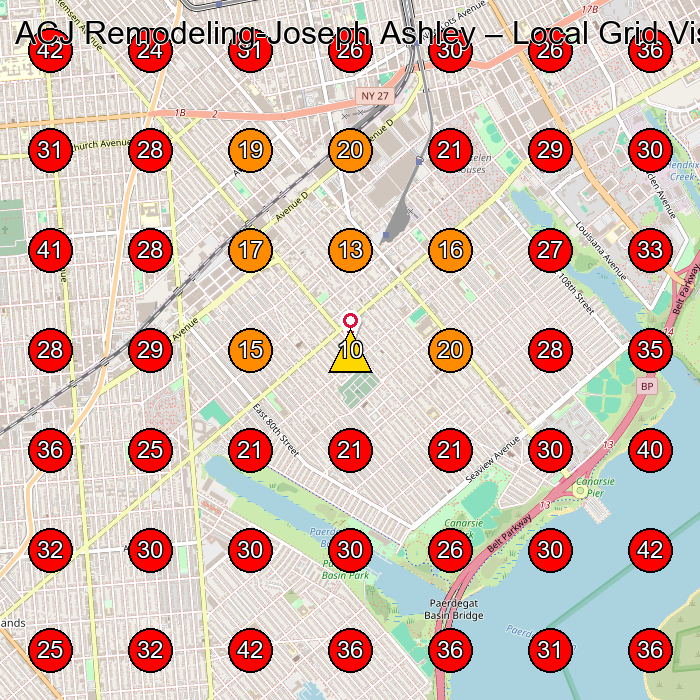 ACJ Remodeling-Joseph Ashley GeoGrid visibility map for Roofing Contractor in Brooklyn