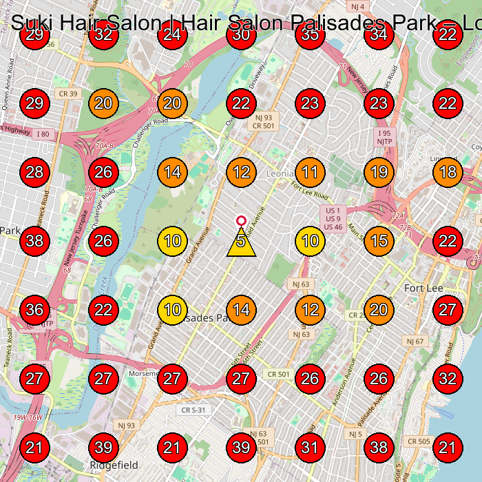 Suki Hair Salon | Hair Salon Palisades Park GeoGrid visibility map for Hair Salon in Ridgefield Park