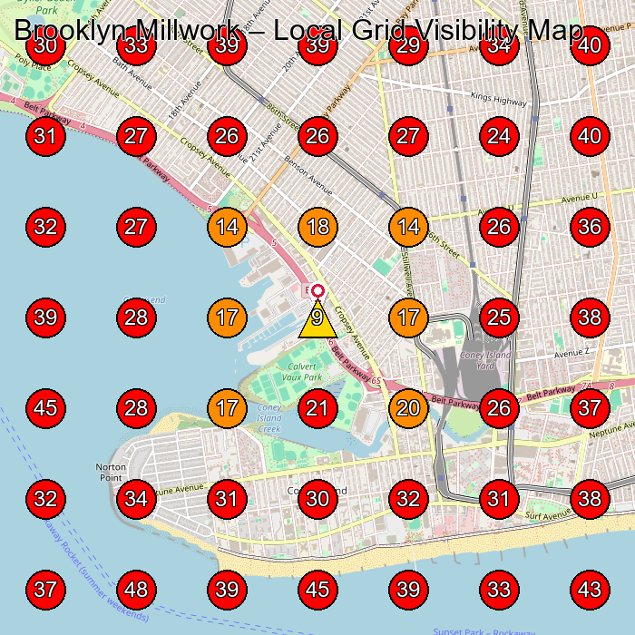 Brooklyn Millwork GeoGrid visibility map for Carpenter in Brooklyn