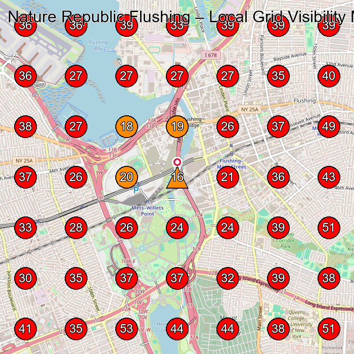 Nature Republic Flushing GeoGrid visibility map for Beauty Supply Store in Queens