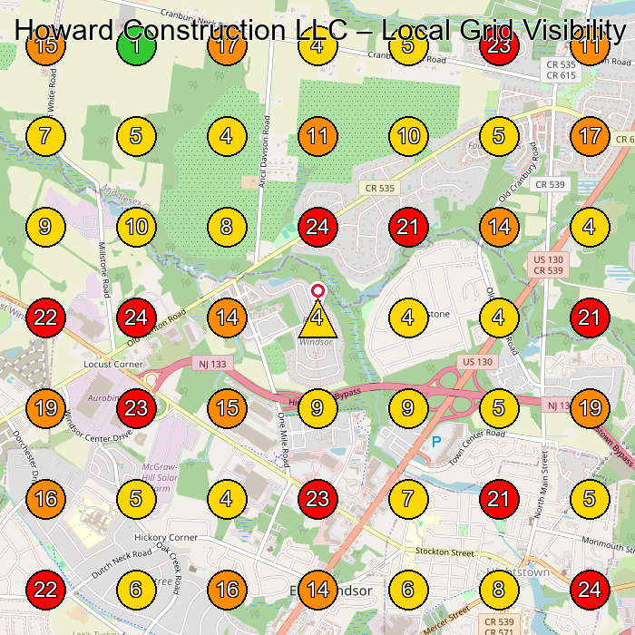 Howard Construction LLC Excavating Contractor GeoGrid ranking map for None