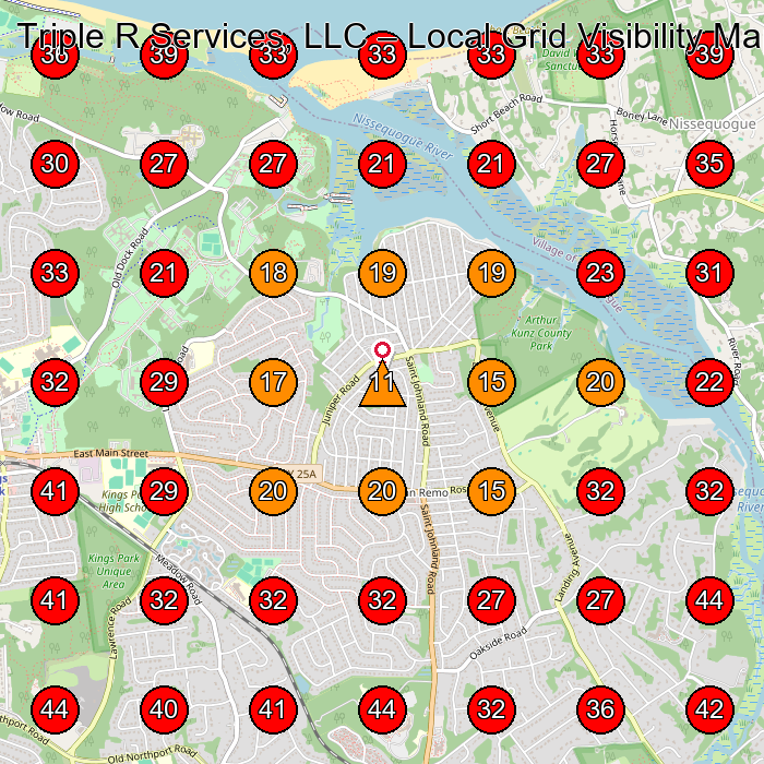 Triple R Services, LLC GeoGrid visibility map for Plumber in Kings Park