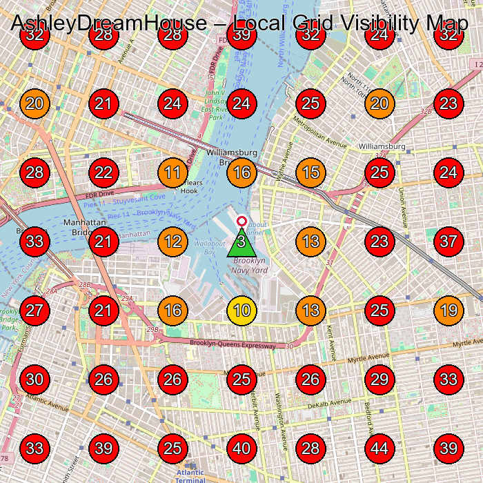 AshleyDreamHouse GeoGrid visibility map for House Cleaning Service in None