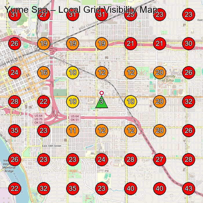 Yume Spa GeoGrid visibility map for Spa in None