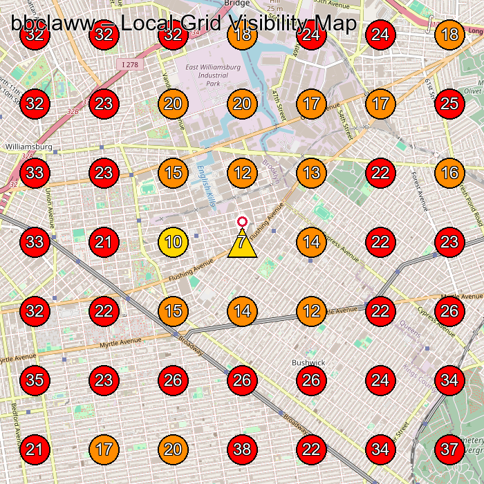 bbclaww GeoGrid visibility map for Nail Salon in Brooklyn