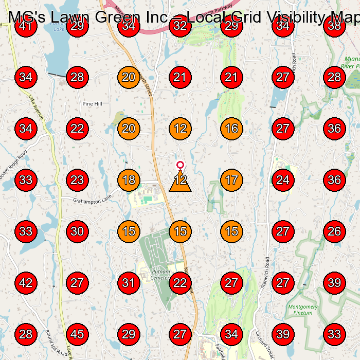 MG's Lawn Green Inc GeoGrid visibility map for Landscaper in None