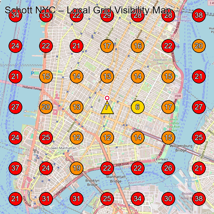 Schott NYC GeoGrid visibility map for Clothing Store in New York