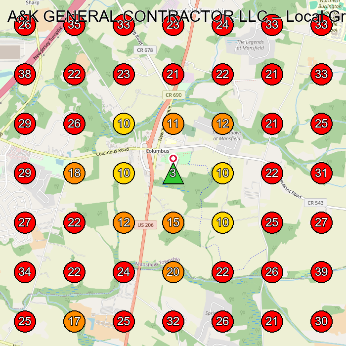 A&K GENERAL CONTRACTOR LLC GeoGrid visibility map for Tienda De Ropa Para Beba(C)S in None