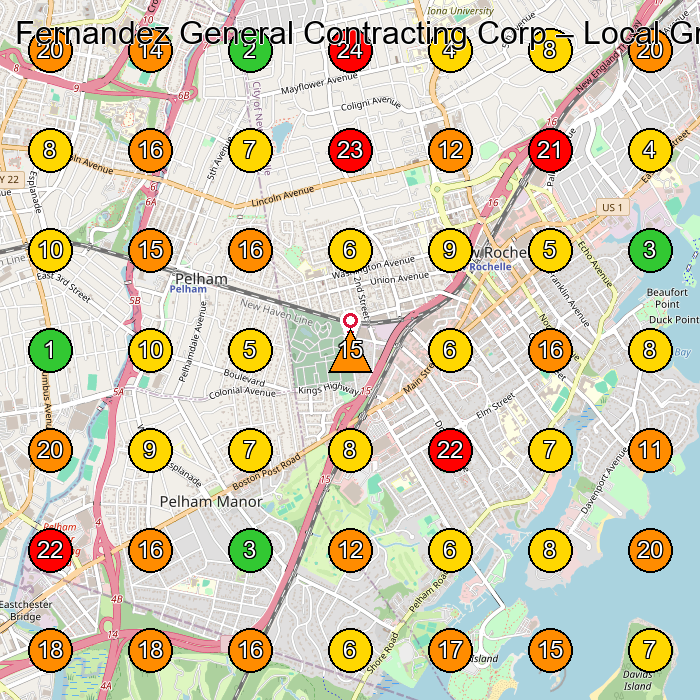 Fernandez General Contracting Corp Painter GeoGrid ranking map for New Rochelle NY