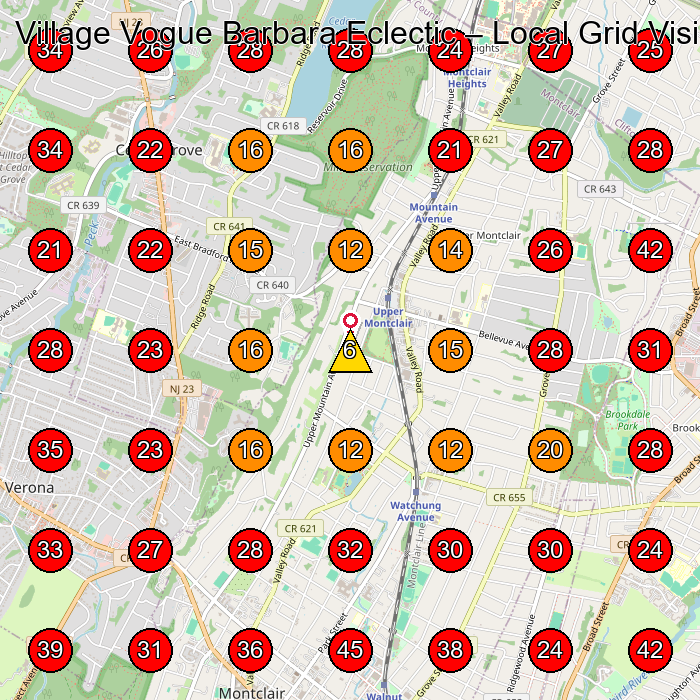 Village Vogue Barbara Eclectic GeoGrid visibility map for Women'S Clothing Store in Clifton