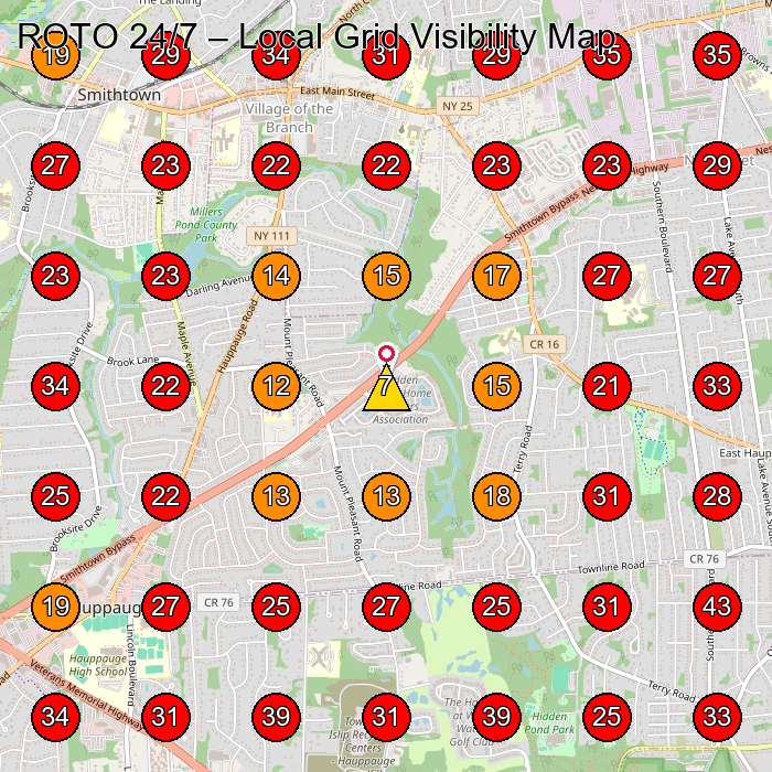 ROTO 24/7 GeoGrid visibility map for Plumber in Kings Park