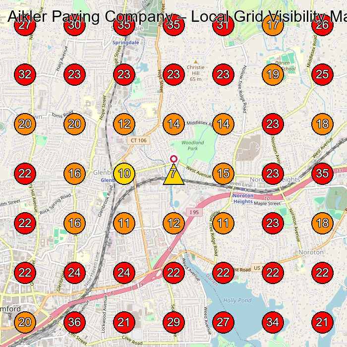 Aikler Paving Company GeoGrid visibility map for Paving Contractor in Norwalk