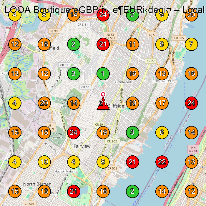 LOOA Boutique eGBP¨i•„ e¶EURi‹degi¬ Women'S Clothing Store GeoGrid ranking map for Cliffside Park NJ