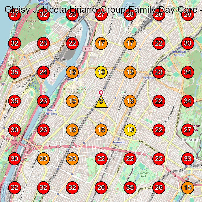 Gleisy J. Uceta Liriano Group Family Day Care GeoGrid visibility map for Day Care Center in Bronx