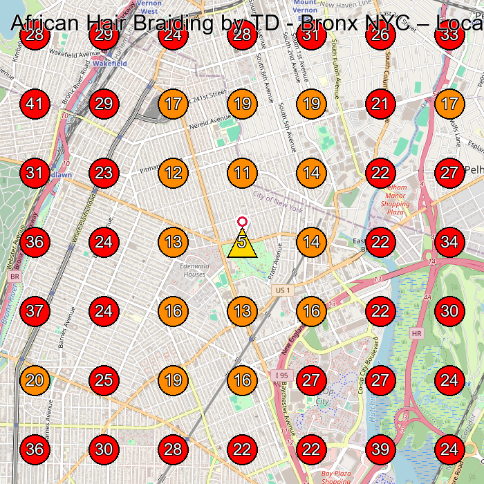 African Hair Braiding by TD - Bronx NYC GeoGrid visibility map for Barber Shop in Bronx