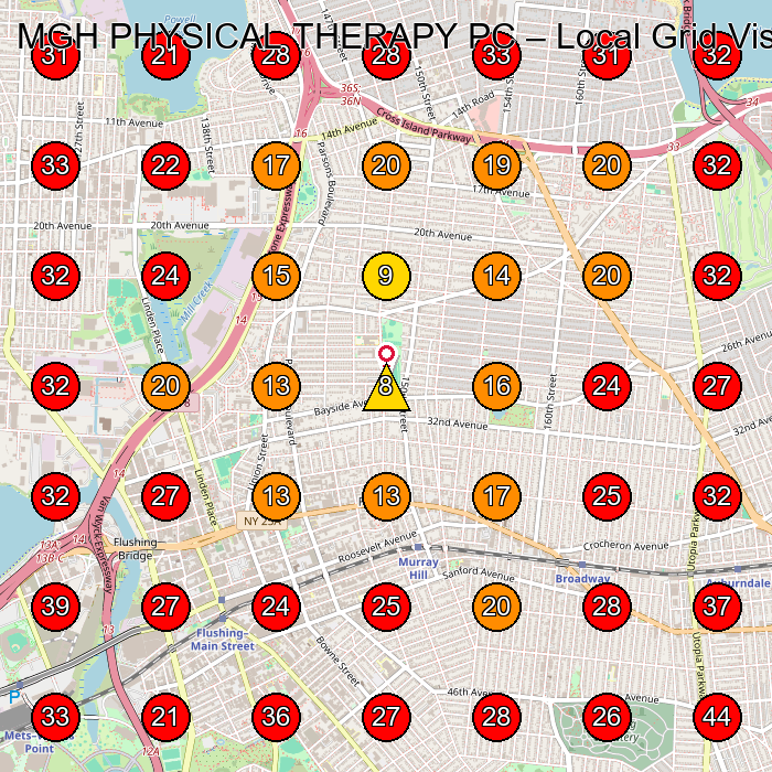 MGH PHYSICAL THERAPY PC GeoGrid visibility map for Physical Therapist in Whitestone