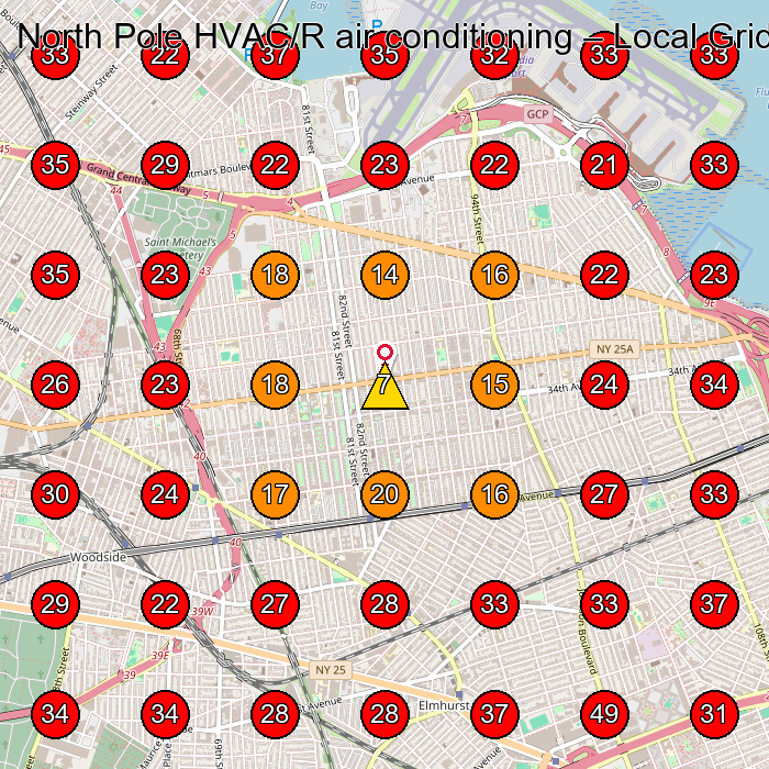 North Pole HVAC/R air conditioning GeoGrid visibility map for Air Conditioning Contractor in Long Island City