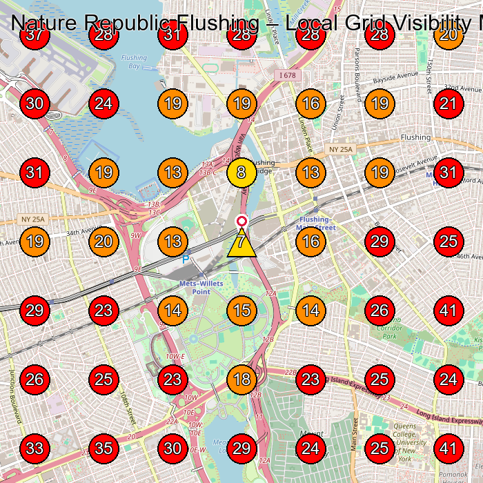 Nature Republic Flushing GeoGrid visibility map for Beauty Supply Store in Queens