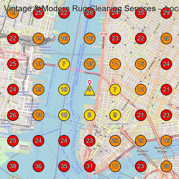 Vintage & Modern Rug Cleaning Services GeoGrid visibility map for Carpet Cleaning Service in New York