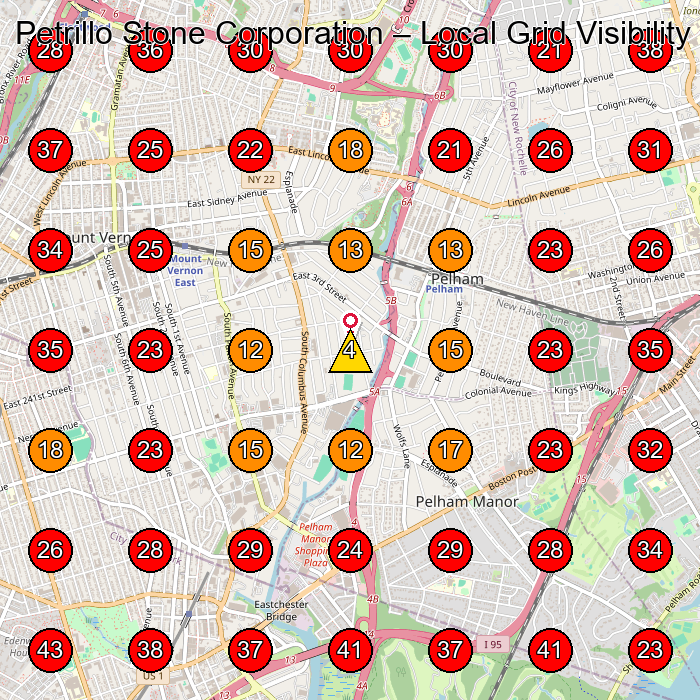 Petrillo Stone Corporation GeoGrid visibility map for Painter in New Rochelle