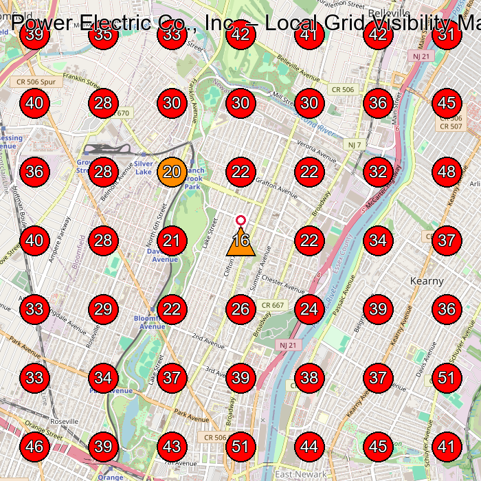 Power Electric Co., Inc. GeoGrid visibility map for Electrical Installation Service in Carlstadt