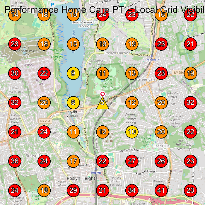 Performance Home Care PT GeoGrid visibility map for Physical Therapist in Roslyn Heights