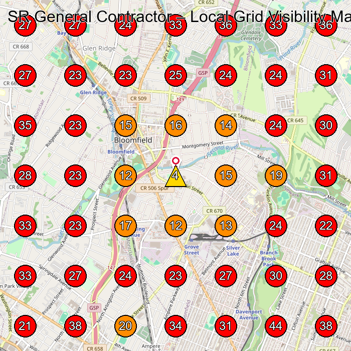 SR General Contractor GeoGrid visibility map for General Contractor in Jersey City