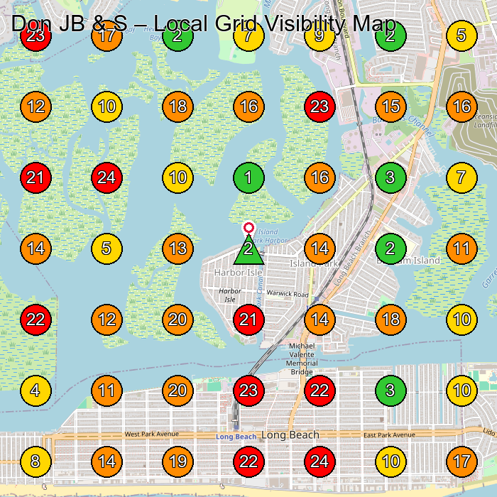 Don JB & S Commercial Cleaning Service GeoGrid ranking map for Island Park NY