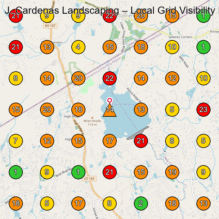 J. Cardenas Landscaping Lawn Care Service GeoGrid ranking map for None