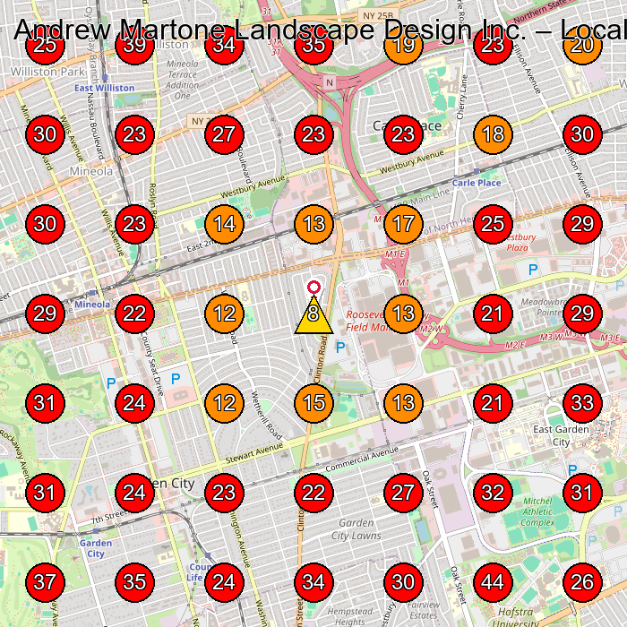 Andrew Martone Landscape Design Inc. GeoGrid visibility map for Landscaper in New Hyde Park