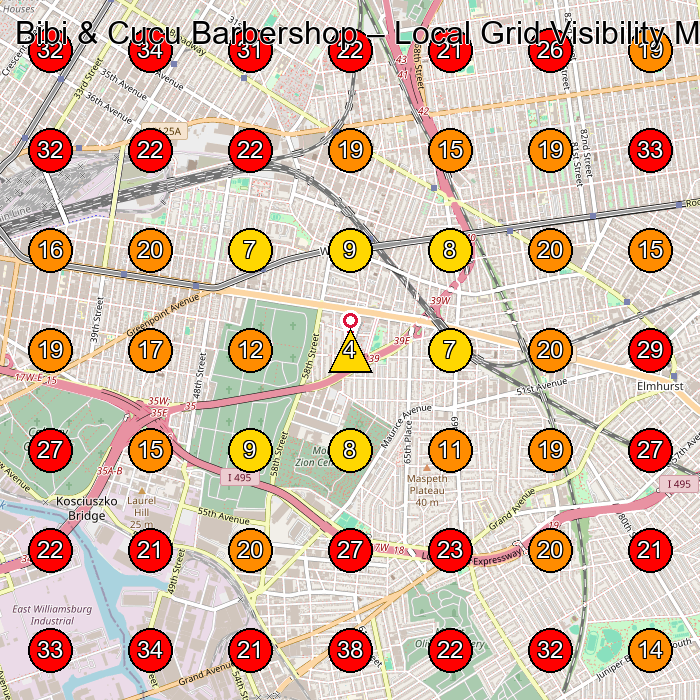 Bibi & Cucu Barbershop GeoGrid visibility map for Barber Shop in Queens
