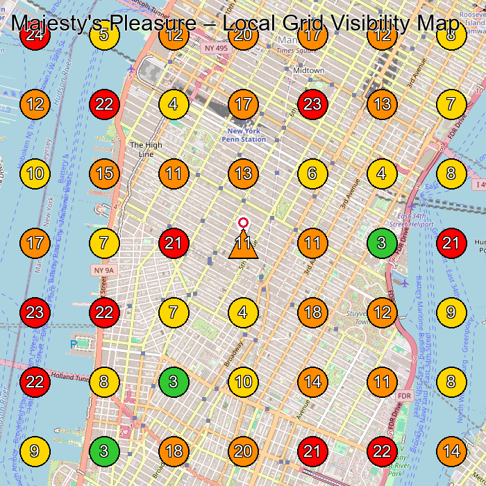 Majesty's Pleasure Nail Salon GeoGrid ranking map for New York NY