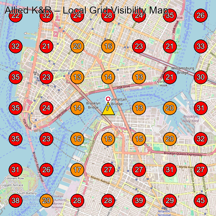 Allied K&R GeoGrid visibility map for Manufacturer in New York