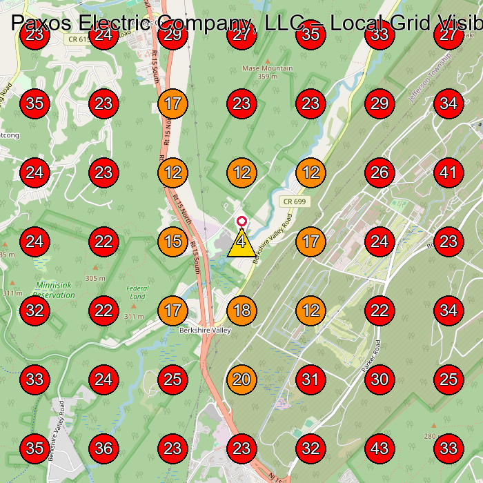 Paxos Electric Company, LLC GeoGrid visibility map for Electrician in Stanhope