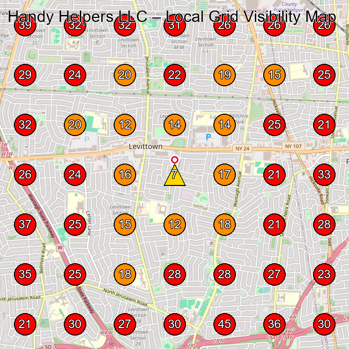 Handy Helpers LLC GeoGrid visibility map for General Contractor in Levittown