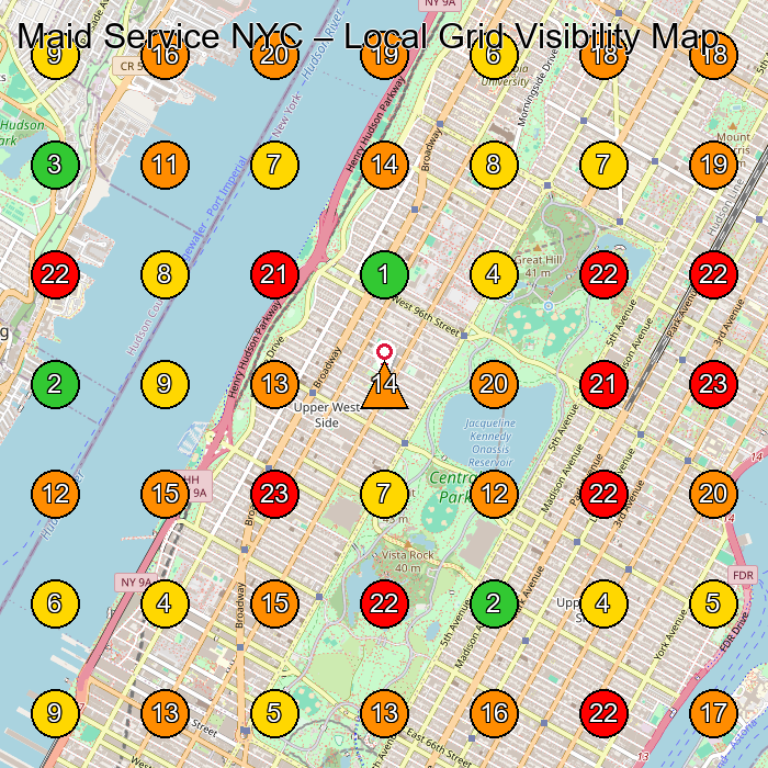Maid Service NYC House Cleaning Service GeoGrid ranking map for None