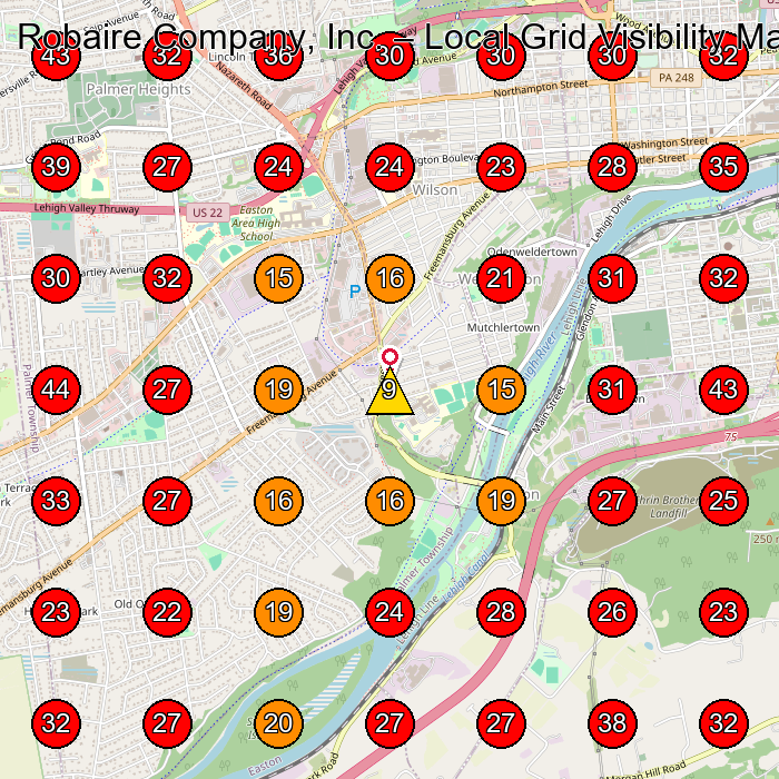 Robaire Company, Inc. GeoGrid visibility map for Hvac Contractor in Newark