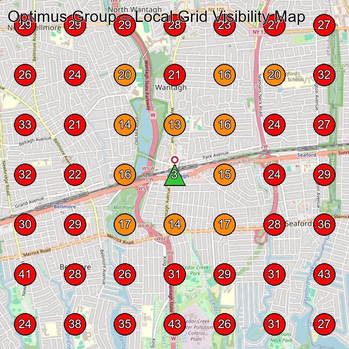 Optimus Group GeoGrid visibility map for General Contractor in Massapequa