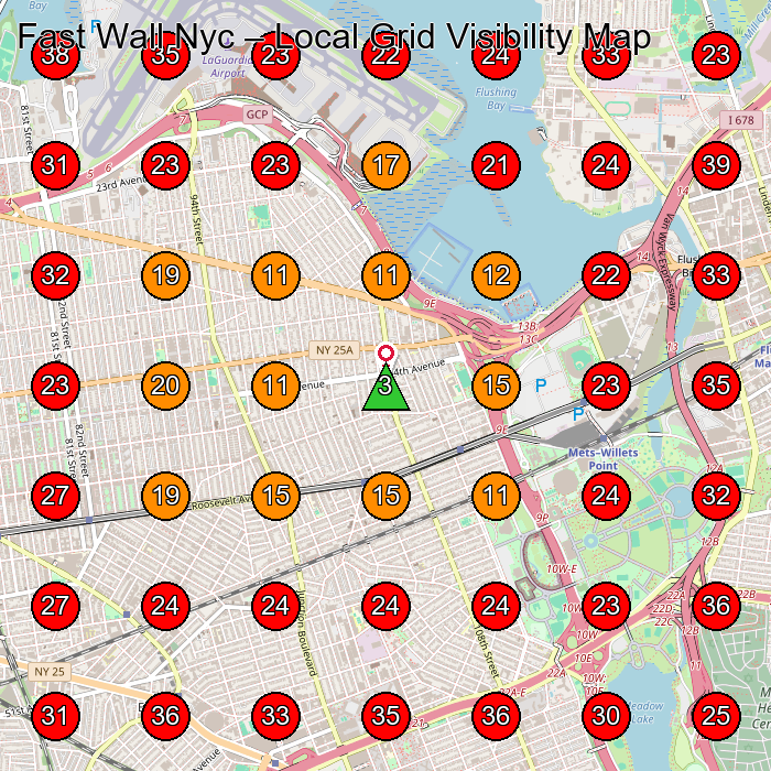 Fast Wall Nyc GeoGrid visibility map for Centro De Esta(C)Tica in Corona