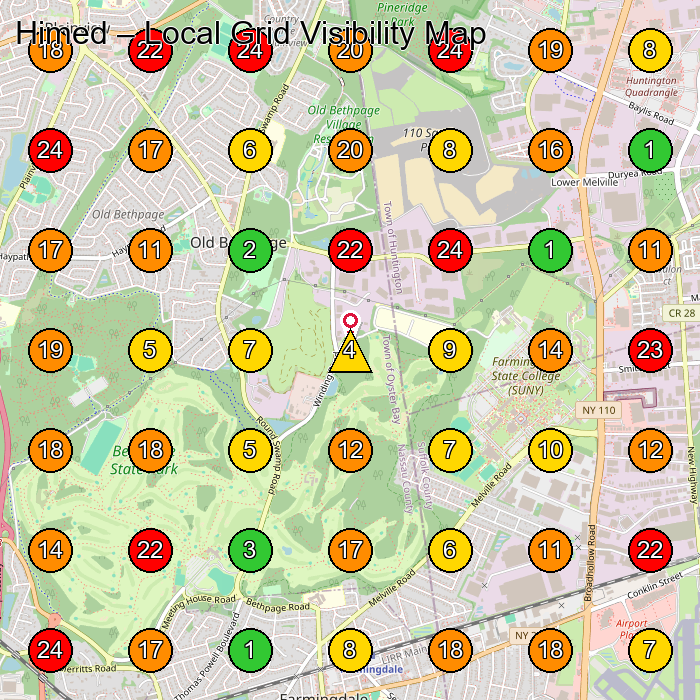 Himed Manufacturer GeoGrid ranking map for Old Bethpage NY