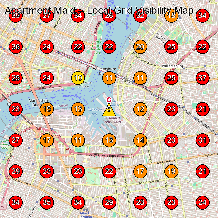 Apartment Maid GeoGrid visibility map for House Cleaning Service in None