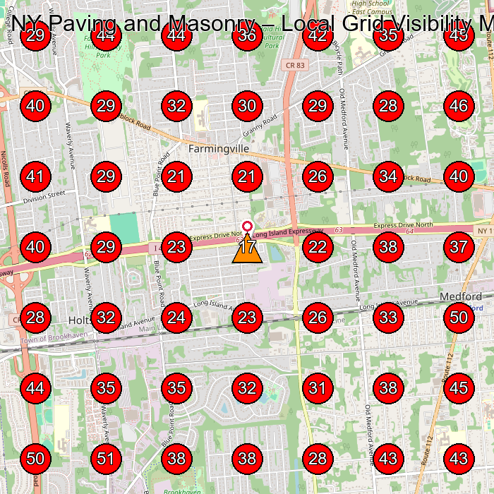 NY Paving and Masonry GeoGrid visibility map for Masonry Contractor in East Patchogue
