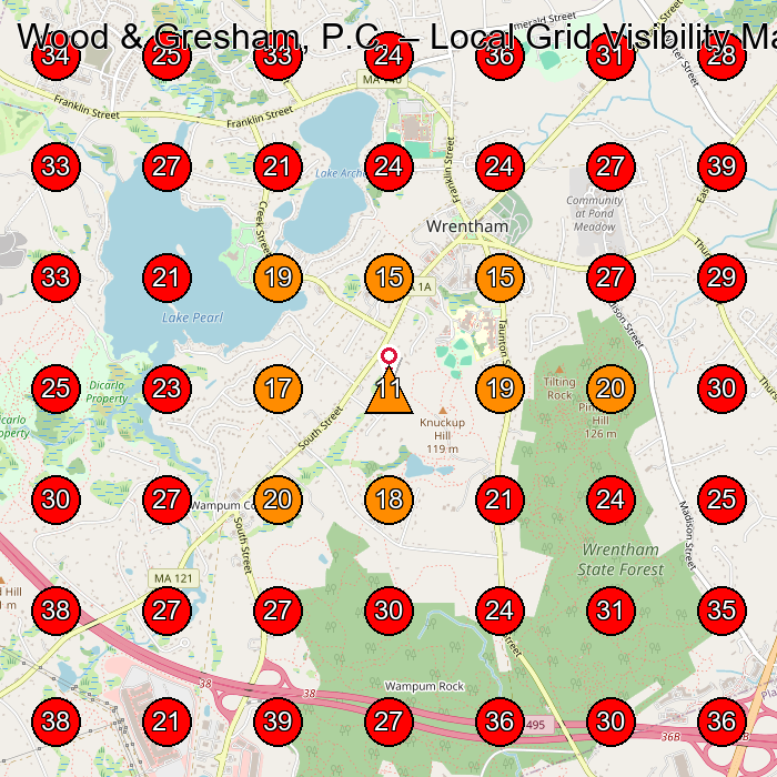 Wood & Gresham, P.C. GeoGrid visibility map for Physical Therapy Clinic in Mansfield