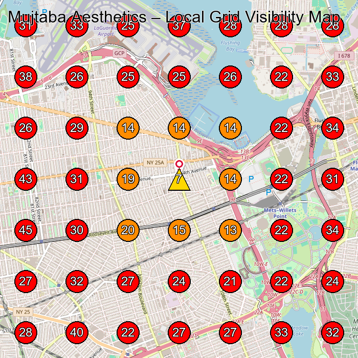 Mujtaba Aesthetics GeoGrid visibility map for Construction And Maintenance Office in Queens