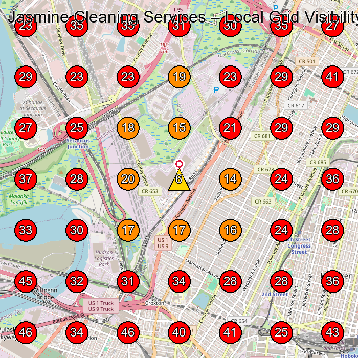 Jasmine Cleaning Services GeoGrid visibility map for House Cleaning Service in None