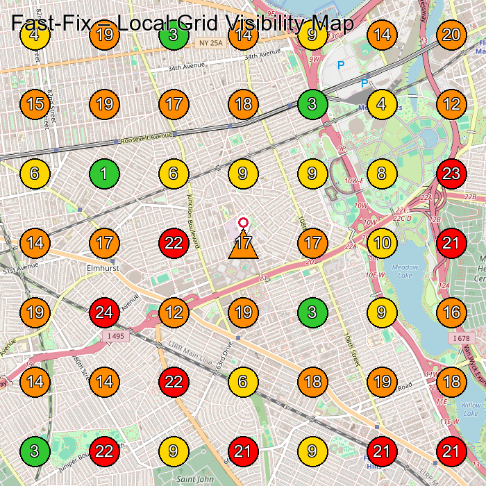 Fast-Fix Jewelry Repair Service GeoGrid ranking map for Queens NY
