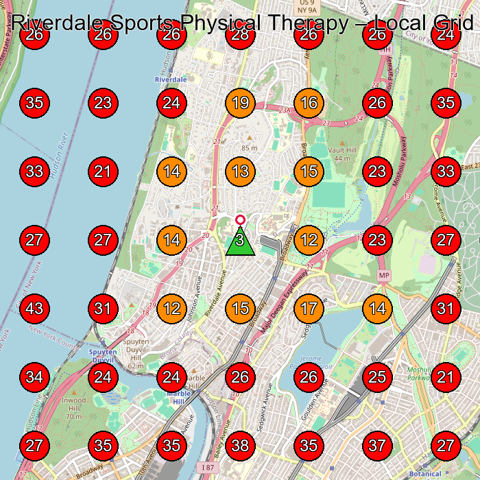 Riverdale Sports Physical Therapy GeoGrid visibility map for Physical Therapist in None